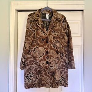 CMC Brocade Jacket in browns & black, Size Large. NWOT.